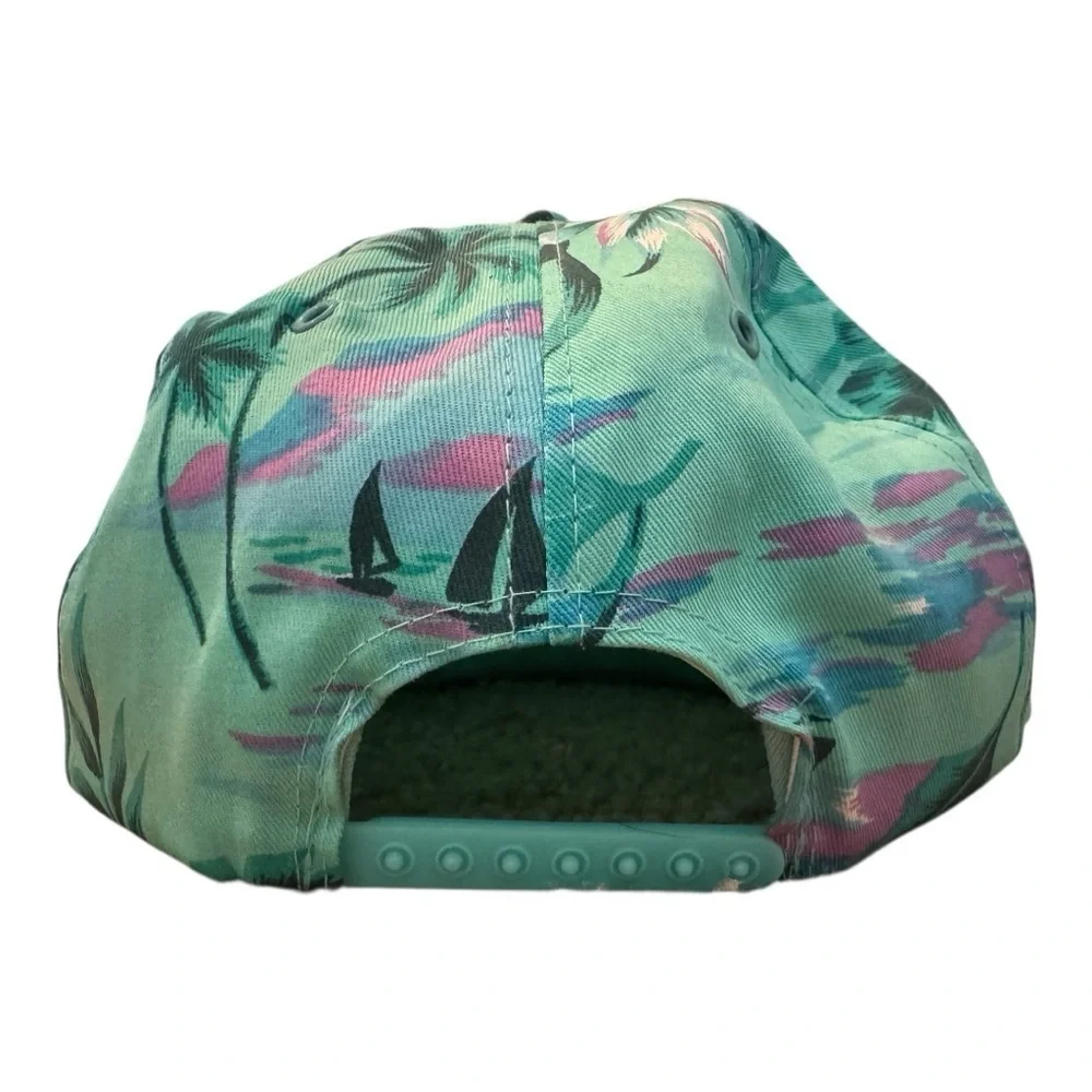 Vintage 90s Maui Tropical Schnapps San Sun Blue Sunset Palm Tree SnapBack Hat